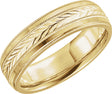 10K Yellow Gold 6 mm Milgrain Wheat Pattern Comfort-Fit Half Round Band Size 7.5