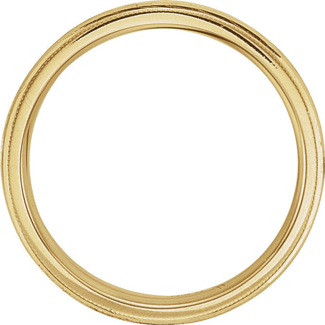 14K Yellow Gold 6 mm Milgrain Wheat Pattern Comfort-Fit Half Round Band Size 7