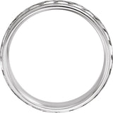 10K White Gold 7 mm Milgrain Woven-Design Comfort-Fit Half Round Band Size 10