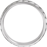 14K White 7 mm Milgrain Woven-Design Comfort-Fit Half Round Band