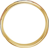 14K Yellow/White/Rose 7 mm Rope Edge Hand-Woven Comfort-Fit Flat Band Size 7.5