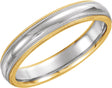 14K Yellow/White/Yellow 4 mm Half Round Comfort-Fit Band with Double Milgrain Size 5.5