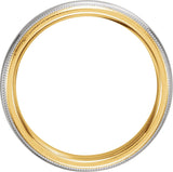 14K Yellow/White/Yellow 4 mm Half Round Comfort-Fit Band with Double Milgrain Size 5.5