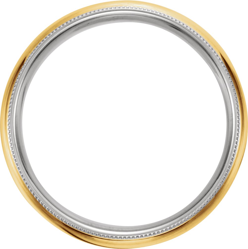 14K White/Yellow/White 6 mm Grooved Band with Milgrain