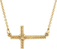 14K Yellow 20.1x11.3 mm Sideways Rope Cross 16.5" Necklace 