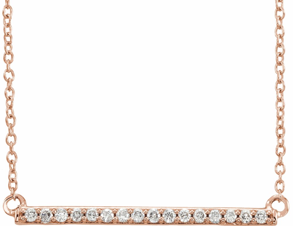 14K Rose 1/6 CTW Natural Diamond Bar 16-18" Necklace