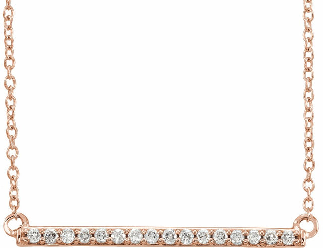 14K Rose 1/6 CTW Natural Diamond Bar 16-18" Necklace