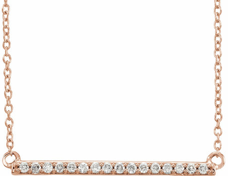 14K Rose Gold 1/6 CTW Natural Diamond Bar 16-18" Necklace
