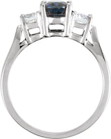 14K White Natural Blue Sapphire & 3/8 CTW Natural Diamond Ring