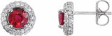 14K White Natural Ruby & 1/3 CTW Natural Diamond Earrings