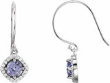 14K White Gold Natural Tanzanite & 1/5 CTW Natural Diamond Earrings