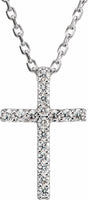 14K White Gold .08 CTW Natural Diamond Petite Cross 16" Necklace