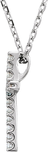 14K White Gold .06 CTW Lab-Grown Diamond Petite Cross 16" Necklace