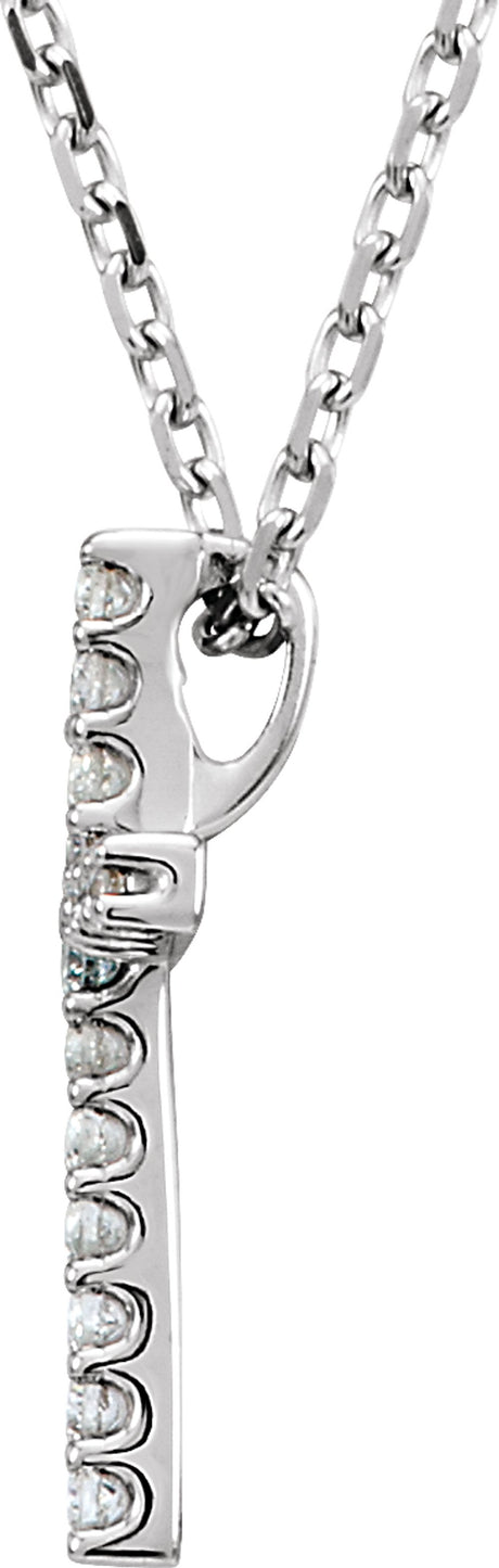 14K White Gold .08 CTW Natural Diamond Petite Cross 16" Necklace