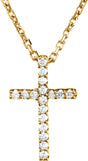 14K Yellow Gold .06 CTW Natural Diamond Petite Cross 16" Necklace