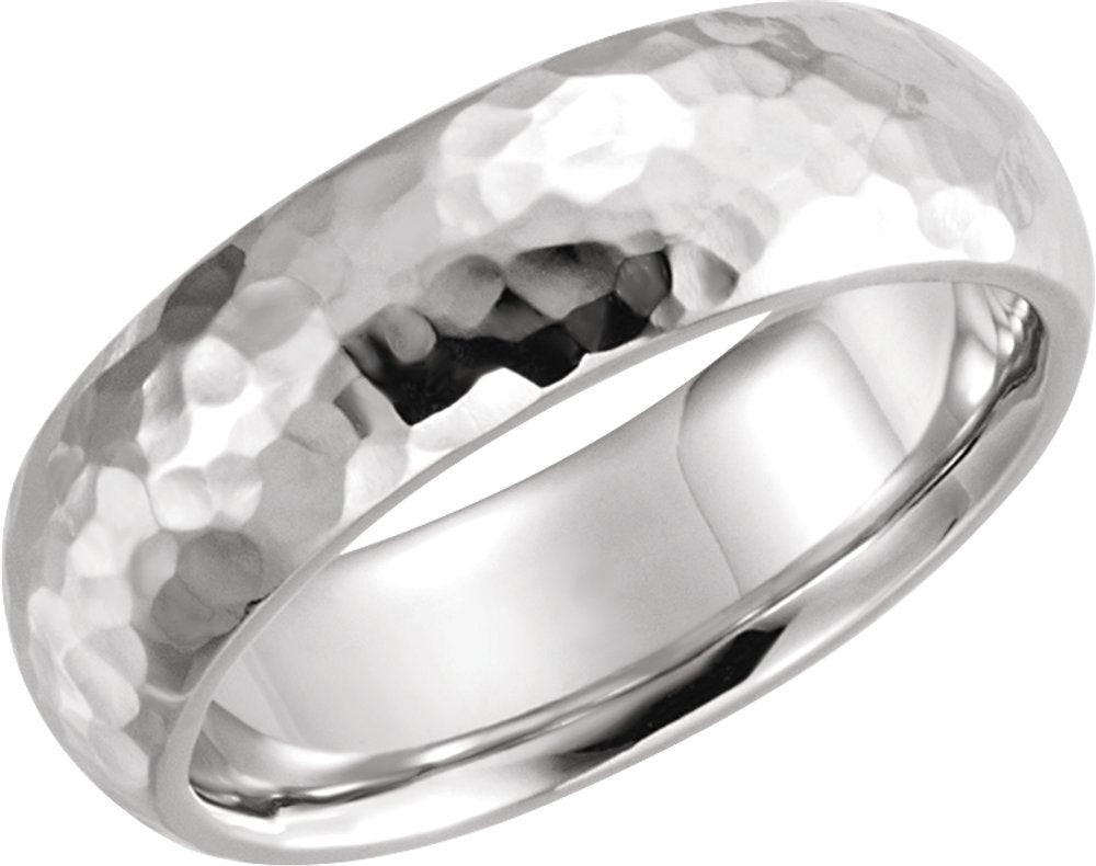 14K White Gold 7 mm Comfort-Fit Half Round Band Size 6.5