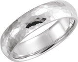 14K White 5 mm Half Round Hammered Comfort-Fit Band Size 10