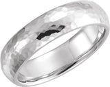 Sterling Silver 6 mm Half Round Hammered Comfort-Fit Band Size 10