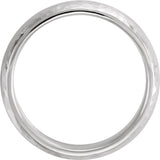 18K White 6 mm Half Round Hammered Comfort-Fit Band Size 6.5