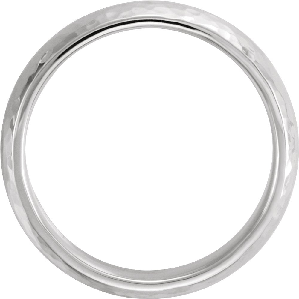 14K White 5 mm Half Round Hammered Comfort-Fit Band Size 10