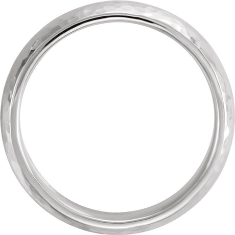 14K White 5 mm Half Round Hammered Comfort-Fit Band Size 10