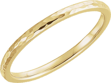 14K Yellow 2 mm Half Round Hammered Comfort-Fit Band Size 7