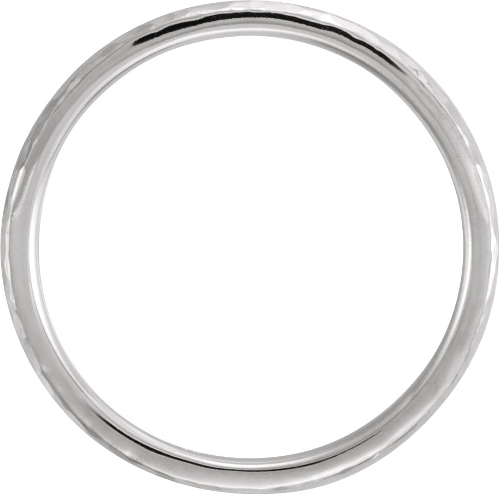 10K White 2 mm Half Round Hammered Comfort-Fit Band Size 5