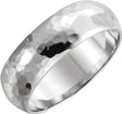 14K White 6 mm Half Round Hammered Band Size 5.5