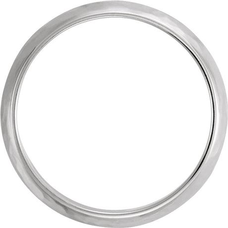 14K White 6 mm Half Round Hammered Band Size 5.5