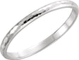 Platinum 2 mm Half Round Hammered Band Size 5.5