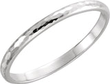 Platinum 2 mm Half Round Hammered Band Size 5.5