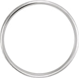 Platinum 2 mm Half Round Hammered Band Size 6