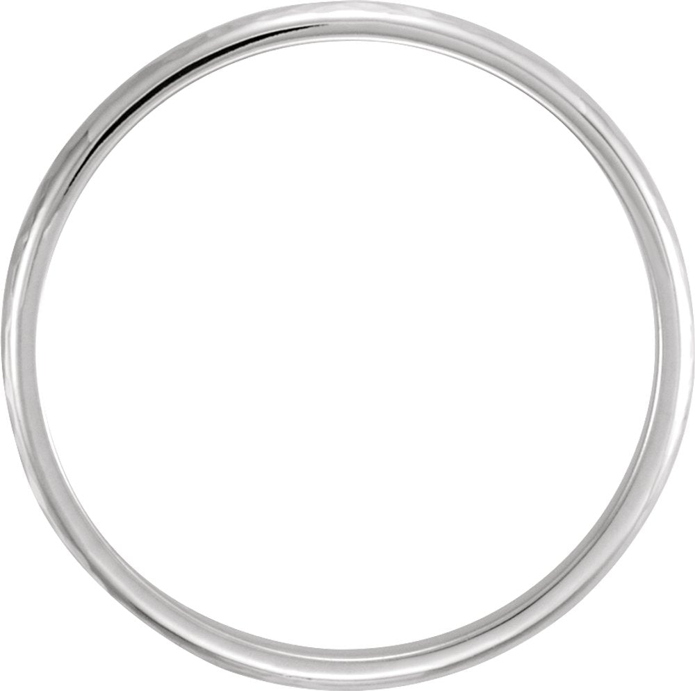 Platinum 2 mm Half Round Hammered Band Size 5.5