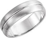 14K White Gold 5 mm Grooved Comfort-Fit Half Round Band Size 10.5