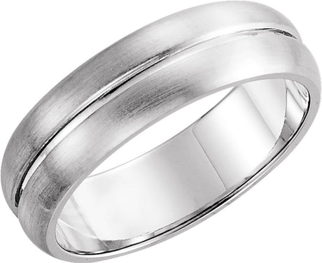 14K White Gold 5 mm Grooved Comfort-Fit Half Round Band Size 10.5
