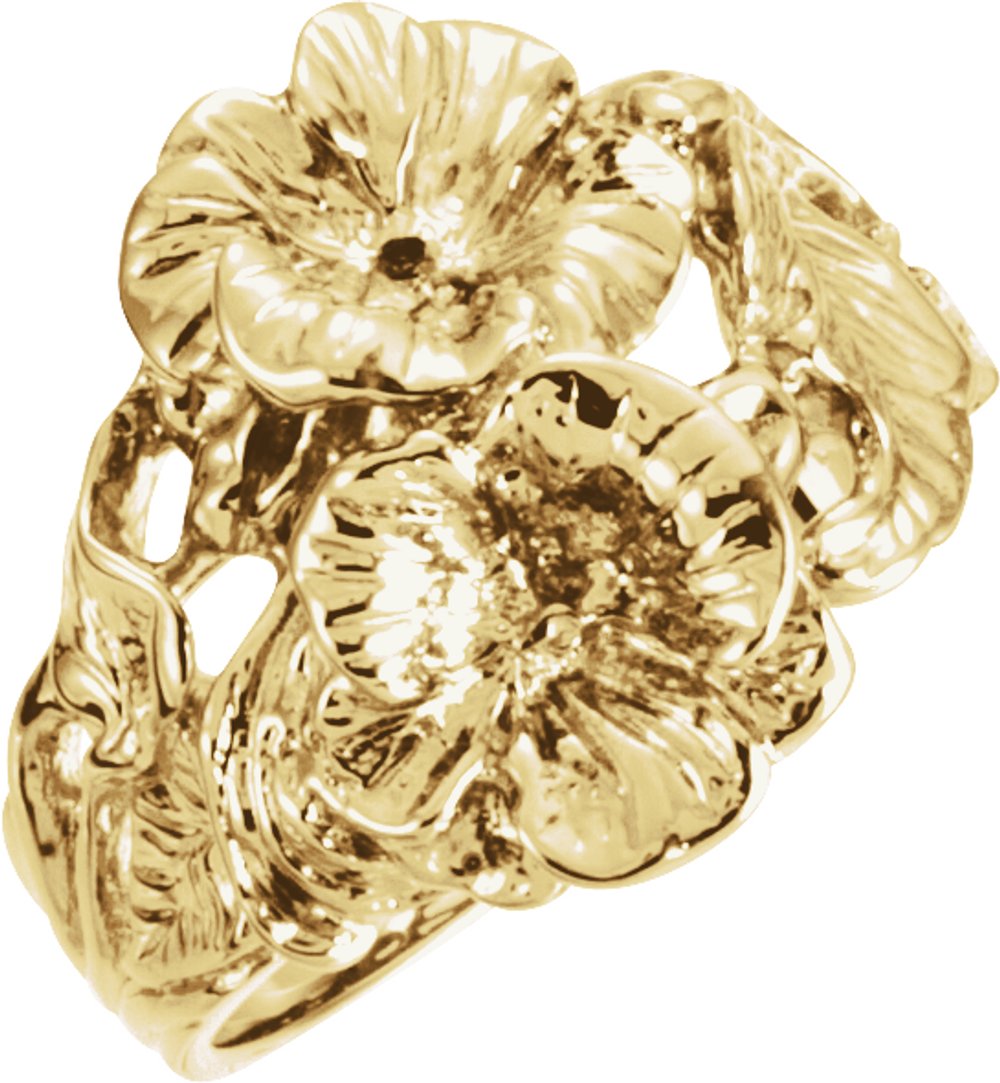 14K Yellow Floral Ring