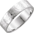 14K White 6 mm Flat Hammered Band Size 5