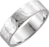 Platinum 6 mm Flat Hammered Band Size 4.5