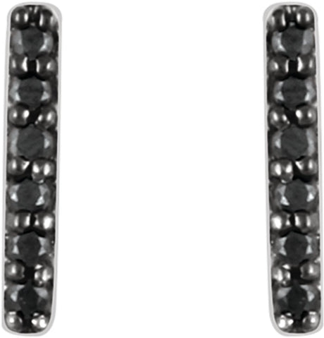 14K White 1/10 CTW Natural Black Diamond Bar Earrings