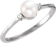 14K White Cultured White Freshwater Pearl & .025 CTW Natural Diamond Ring