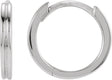 14K White Grooved Hinged 10.3 mm Huggie Hoop Earrings