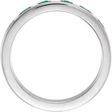 14K White Gold Natural Emerald & 1/10 CTW Natural Diamond Anniversary Band Size 7