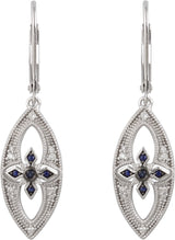 Sterling Silver Natural Blue Sapphire & 1/6 CTW Natural Diamond Earrings