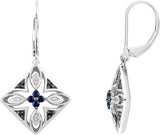 Sterling Silver Natural Blue Sapphire & .04 CTW Natural Diamond Earrings