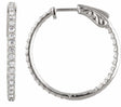 14K White Gold 1 CTW Natural Diamond Inside-Outside 26.5 mm Hinged Hoop Earrings
