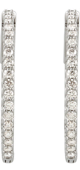 14K White 1 CTW Lab-Grown Diamond Inside-Outside 26.5 mm Hinged Hoop Earrings