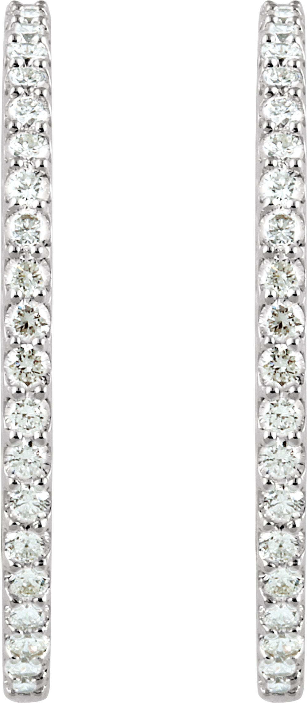 14K White Gold 6 1/2 CTW Lab-Grown Diamond Inside-Outside 51 mm Hinged Hoop Earrings