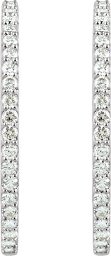 14K White Gold 6 1/2 CTW Lab-Grown Diamond Inside-Outside 51 mm Hinged Hoop Earrings