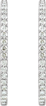 14K White Gold 6 1/2 CTW Lab-Grown Diamond Inside-Outside 51 mm Hinged Hoop Earrings