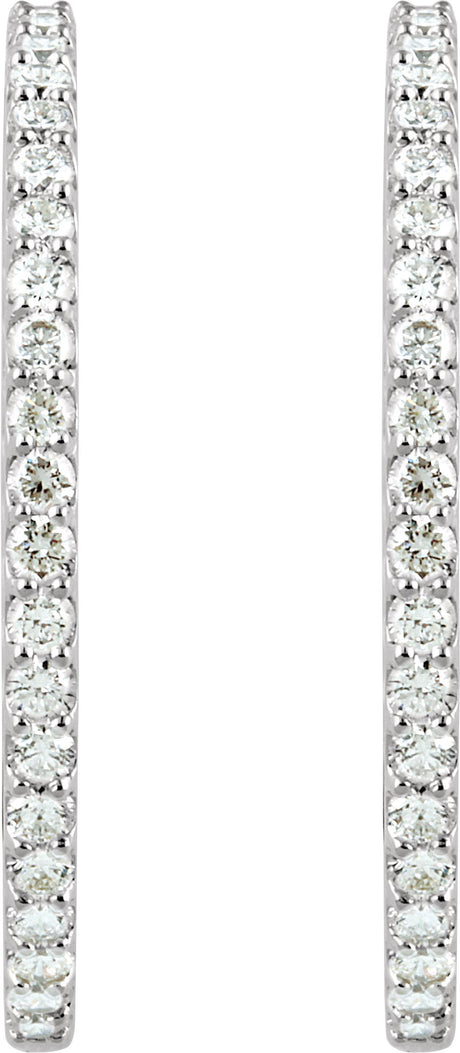 14K White 6 1/2 CTW Lab-Grown Diamond Inside-Outside 51 mm Hinged Hoop Earrings